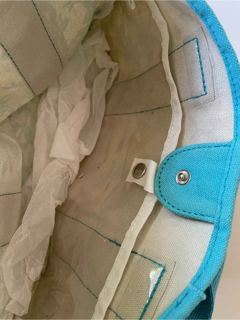 Canvas Floral Tote Bag in Teal